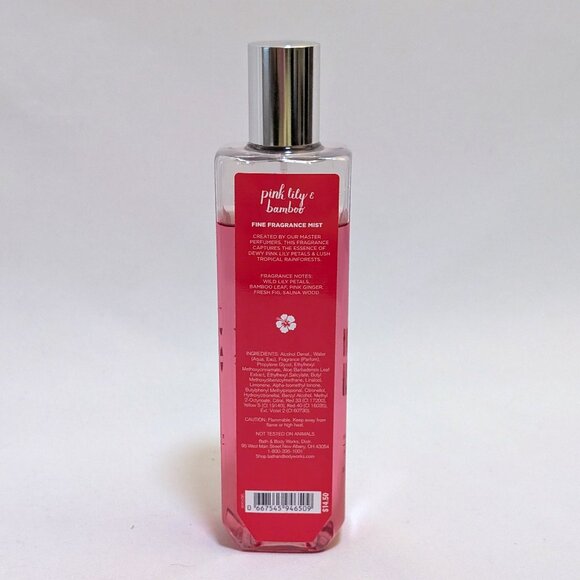 RARE Bath & Body Works Pink Lily and Bamboo Fragrance Mist Spray Full Size 8 oz - Picture 2 of 3
